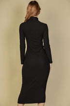 The Sculpt Mock Neck Midi Dress | Ribbed Bodycon Dress