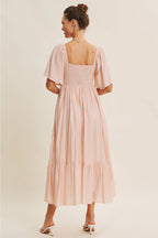 Flattering Flowy Sweetheart Lightweight Smocked Midi Dress