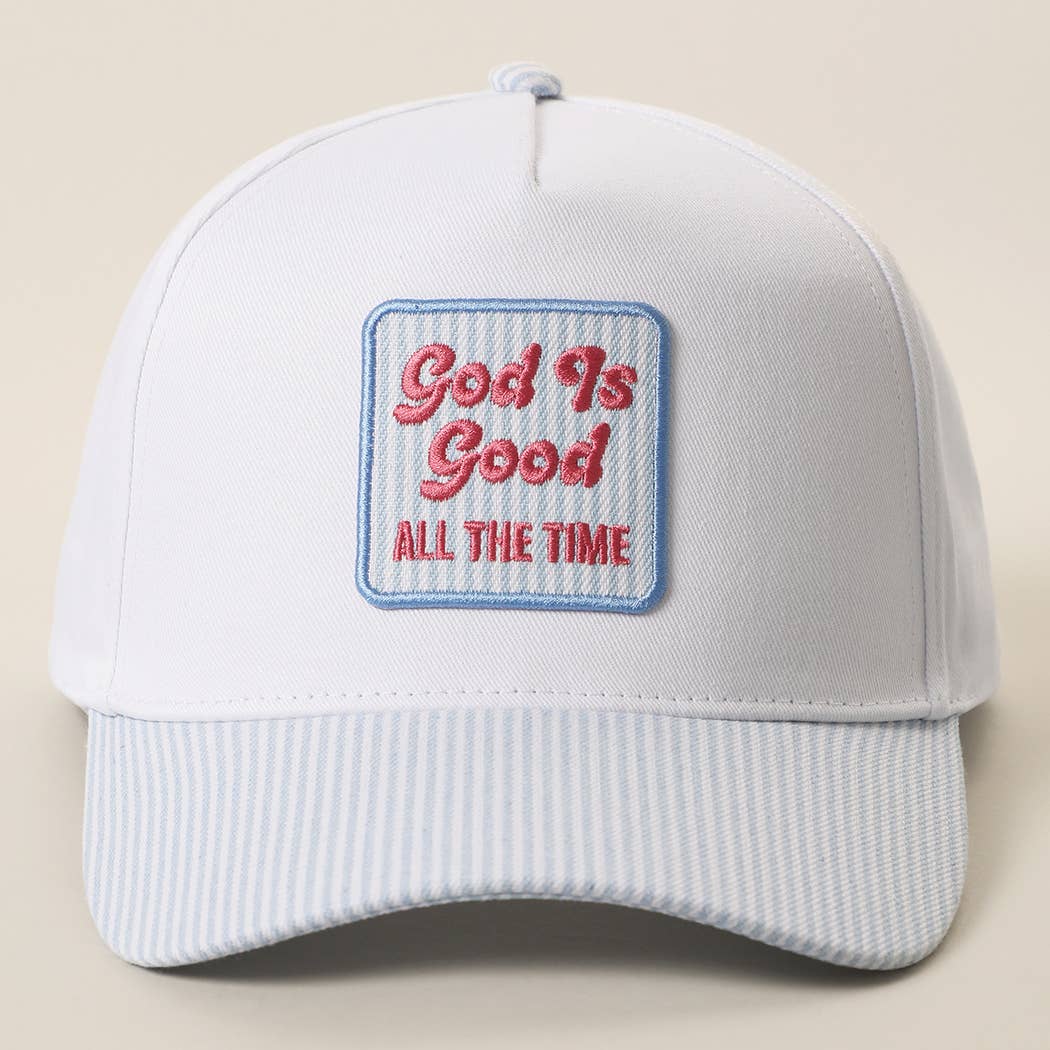God Is Good All The Time Seersucker Brim Cap 🤍