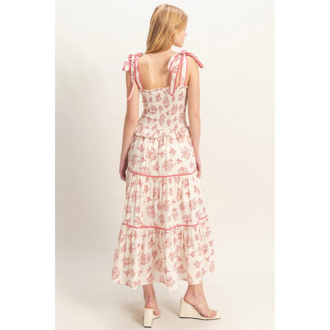 The Vintage Rose Maxi Dress | Floral Smocked Ribbon Tie Dress