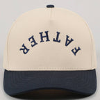 FATHER Upside Down Embroidery Two Tone Cap, flat lay