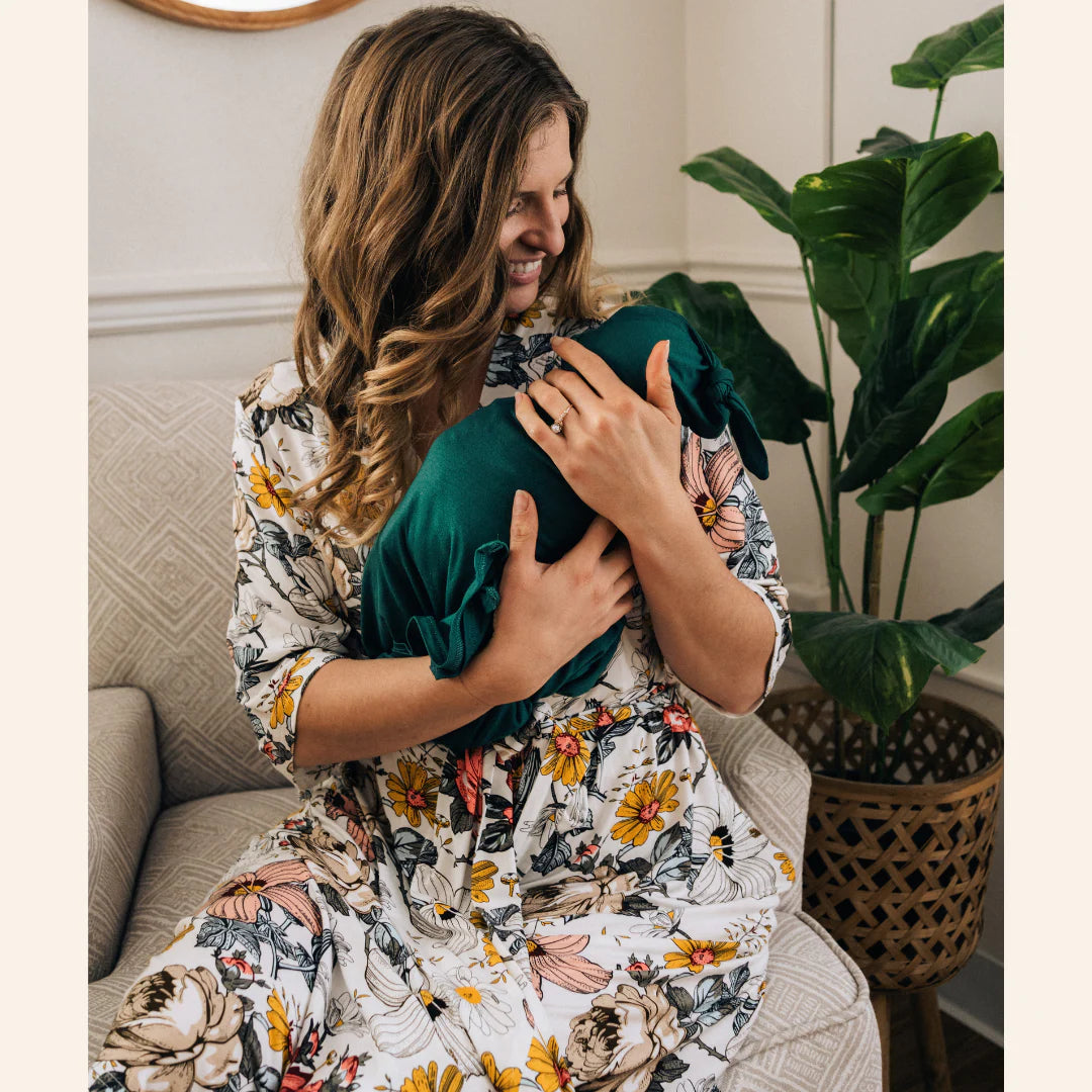 Floral Newborn Swaddle Set | Baby Swaddle Blanket with Hat and Headband